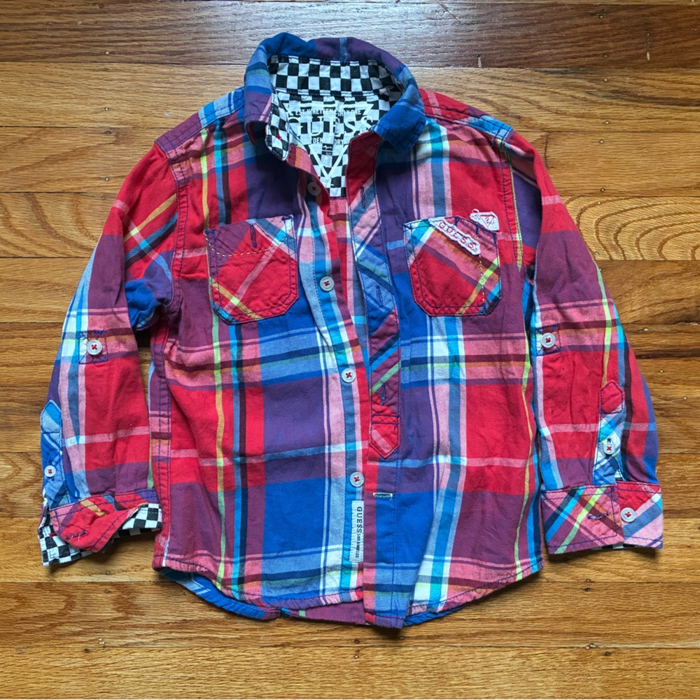 Guess Kids Multicolor Plaid Button-Down Shirt